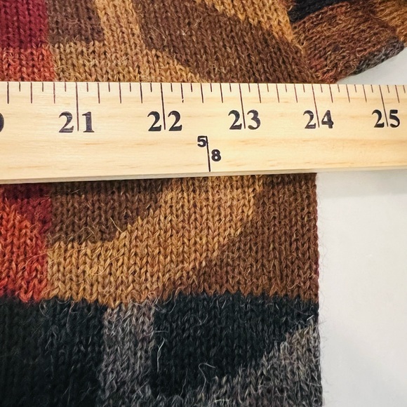 Tuttle 100% Alpaca wool colorful geometric pattern crew neck pullover sweater L - Picture 5 of 9